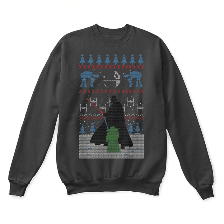 Yoda VS Darth Vader The Fight Before Christmas Ugly Sweater Christmas Darth Vader Galatic Empire Holiday merry christmas Star Wars Ugly Sweater Yoda T