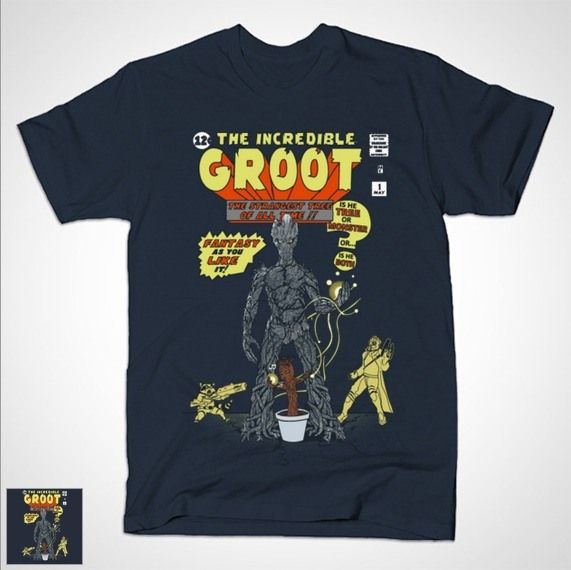 THE INCREDIBLE GROOT T-Shirt Comic Book Groot Guardians of the Galaxy Marvel Comics Mashup Parody Rocket Raccoon Star-Lord The Incredible Hulk T Shirt
