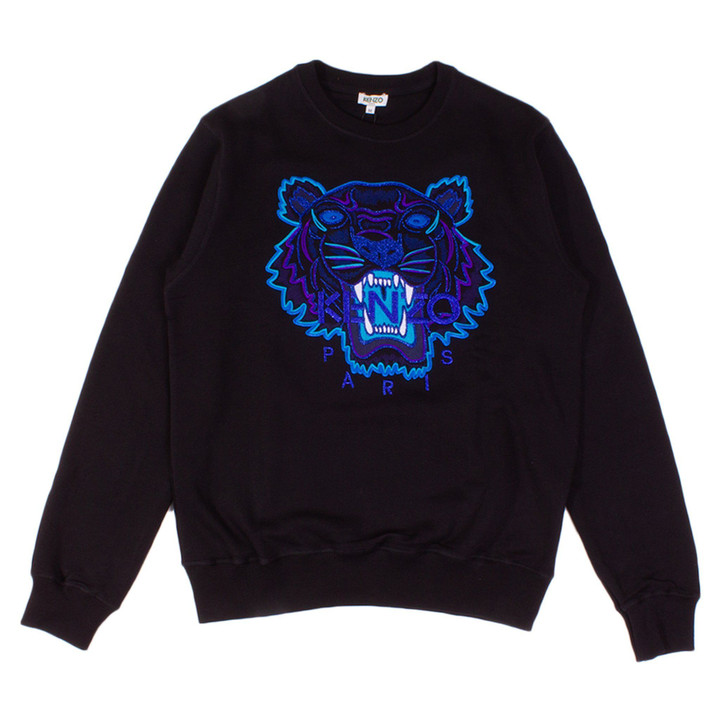 Kenzo Black/Blue Embroidered Tiger Crew Sweatshirt