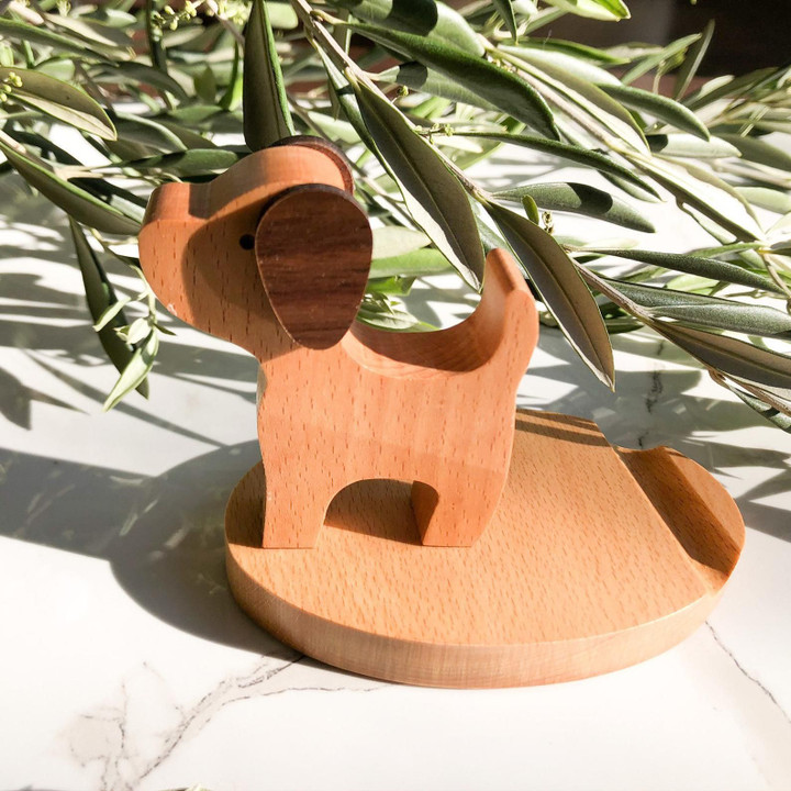 Natural Wooden Dog Puppy Cell Phone Stand Holder For Iphone Ipad SmartPhone Tablet Plate PC
