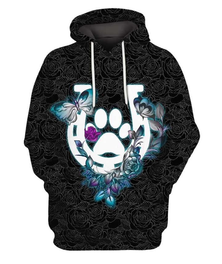 Horse Girl Hoof Print Flowers And Butterfly Pullover Hoodie 3D Graphic Printed Unisex Hooded