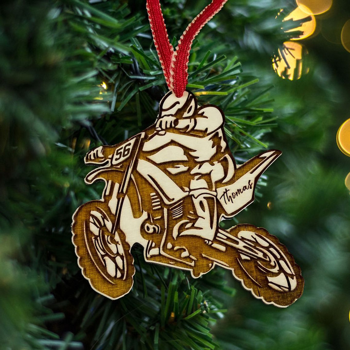 [PREMIUM] Personalized Dirtbike Rider Wooden Ornament