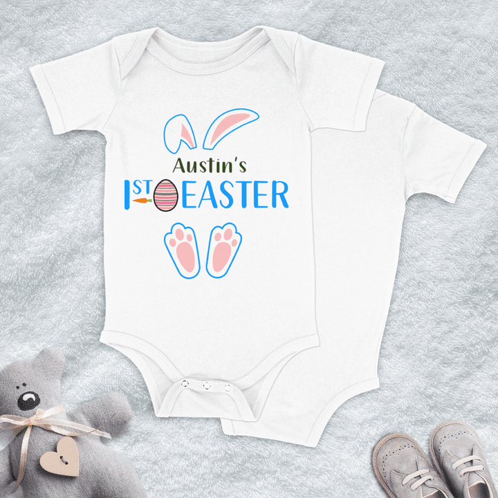 Personalized Custom Baby Name Bunny Baby's First Easter Baby One Piece Gift To Baby Kid Boy In Easter Day