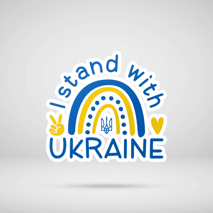 Stand With Ukraine Rainbow Sticker, Ukraine Bumper Sticker, Ukraine Sticker For Cars