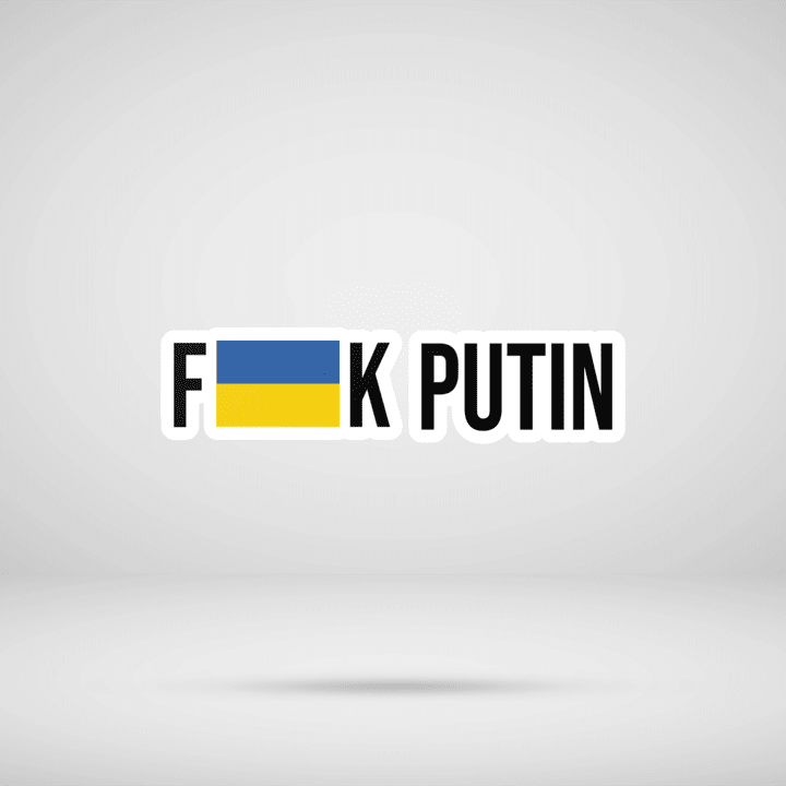 Fck Putin With Urakine Flag Ukraine Bumper Sticker, Ukraine Sticker For Cars