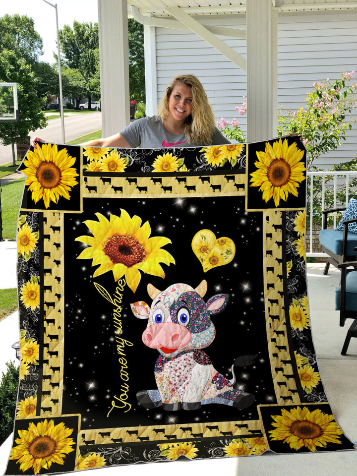 Cow and Sunflower You Are My Sunshine Quilt Blanket NDH193