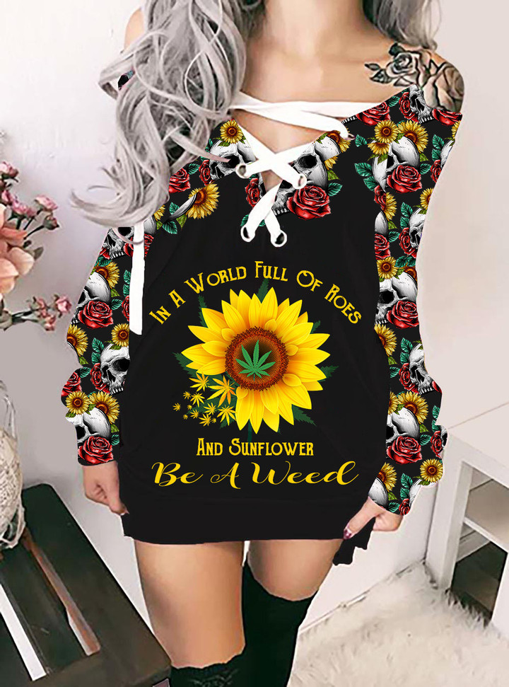Sunflower Lace-up Long Sweater- YV