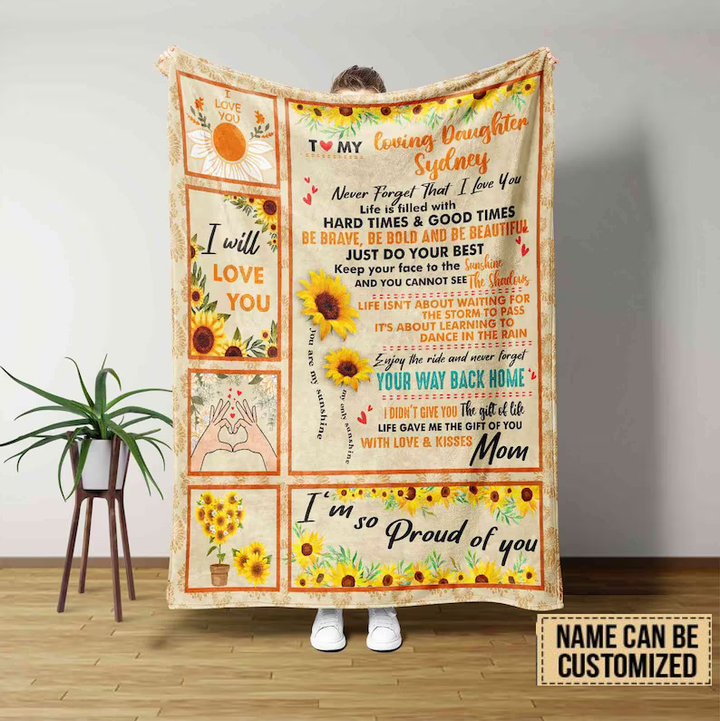 Resger Customized Sunflower To My Daughter Quilt Blanket – HA114