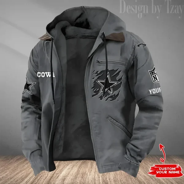 Dallas Cowboys Men's Casual Padded Jacket Hooded Trending 2025 SPTPJH042