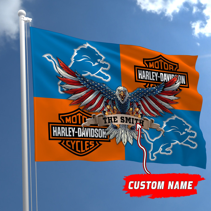 Custom Name-HD-Detroit Lions-Flag LION920