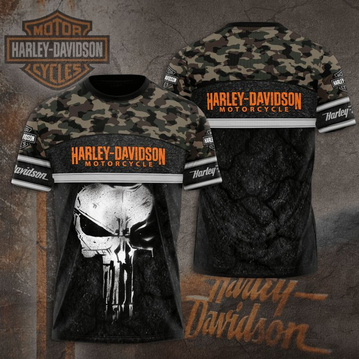 Harley Davidson Skull T-Shirt Design 3D Full Printed Sizes S - 5XL - M101757