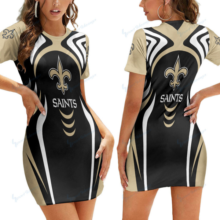 New Orleans Saints Short Sleeve Bodycon Mini Dress BG300
