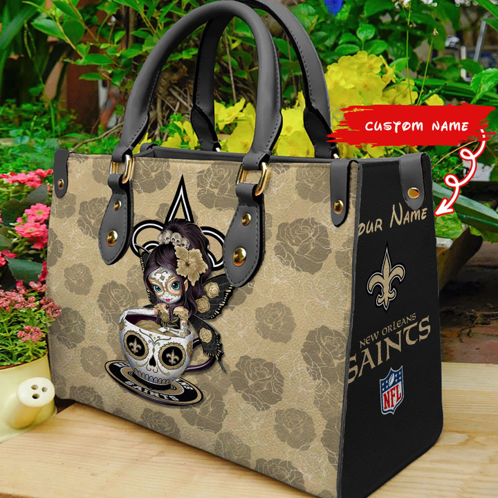 New Orleans Saints Personalized Leather Hand Bag BB70