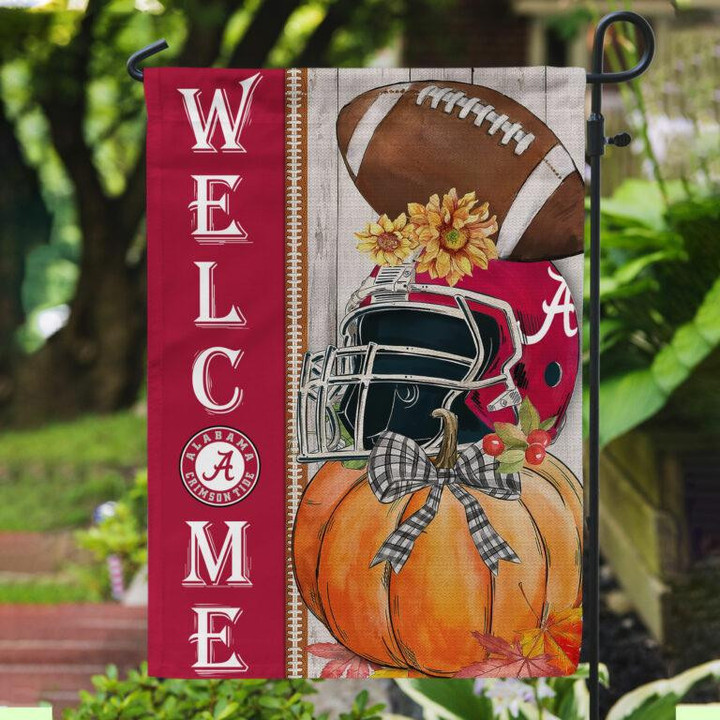 NCAA01-Alabama Crimson Tide Welcome Fall Football Garden Flag – Double Sided Printed