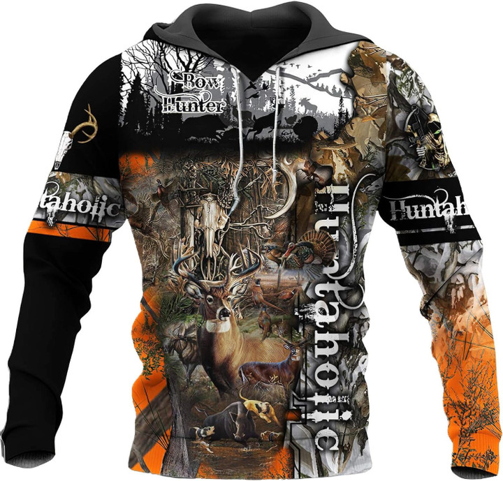 Camo Caribou Deer Hunting Hoodie Sweatshirt T-Shirt NM