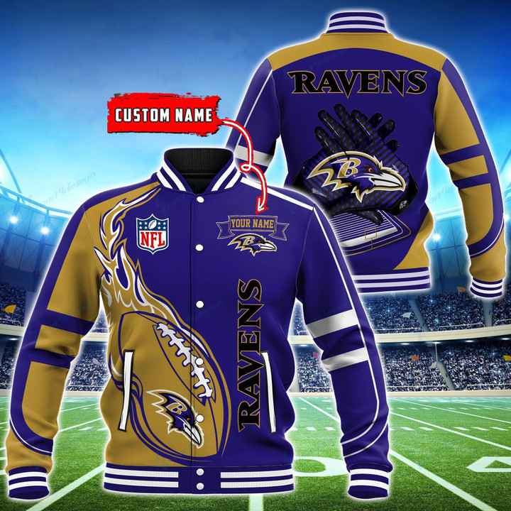 Baltimore Ravens Personalized Baseball Jacket BG03