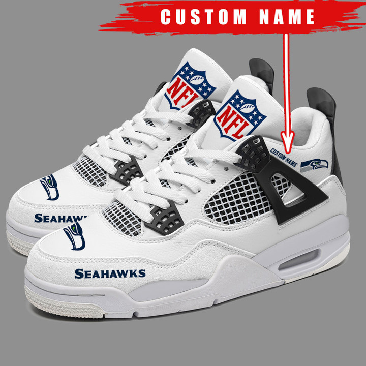 Seattle Seahawks Personalized AJ4 Sneaker BG300