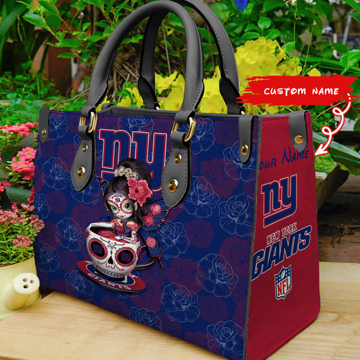 New York Giants Personalized Leather Hand Bag BB71