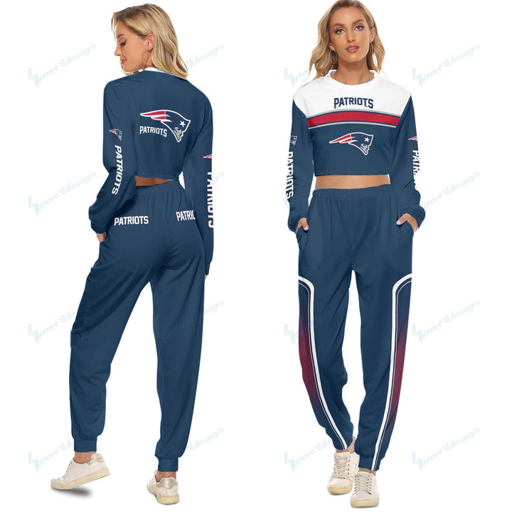 New England Patriots Crop Sweatshirt Suit 5
