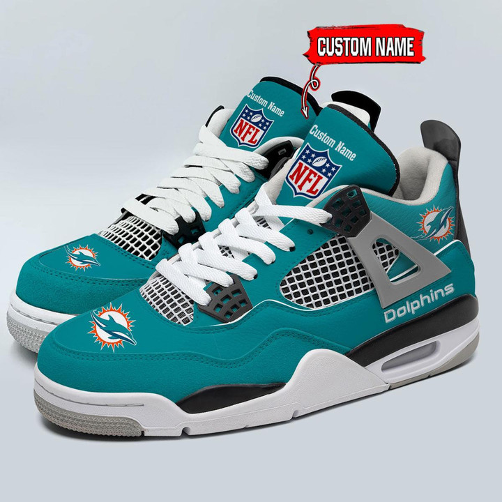 Miami Dolphins Personalized AJ4 Sneaker BG337