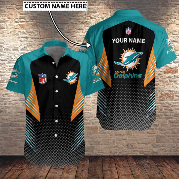 Miami Dolphins Personalized Button Shirt BB374