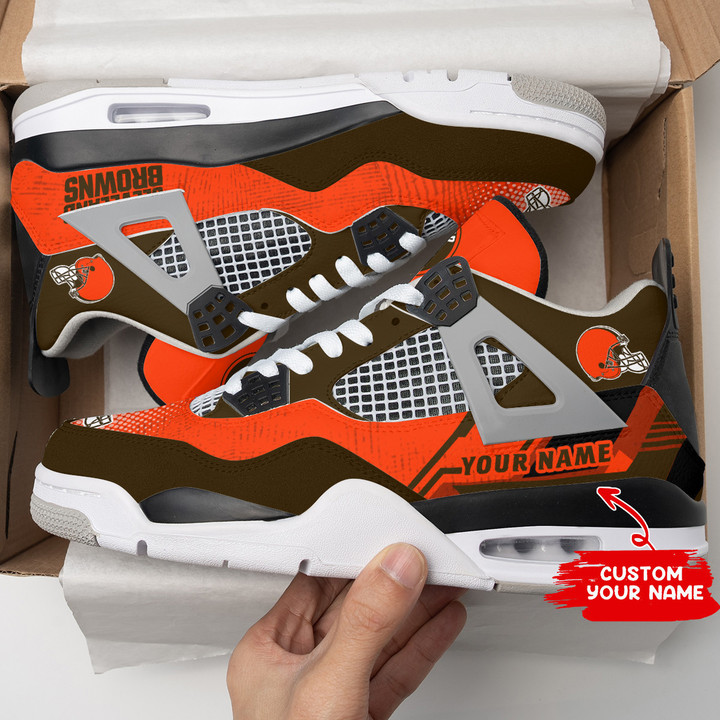 Cleveland Browns Personalized AJ4 Sneaker BG141