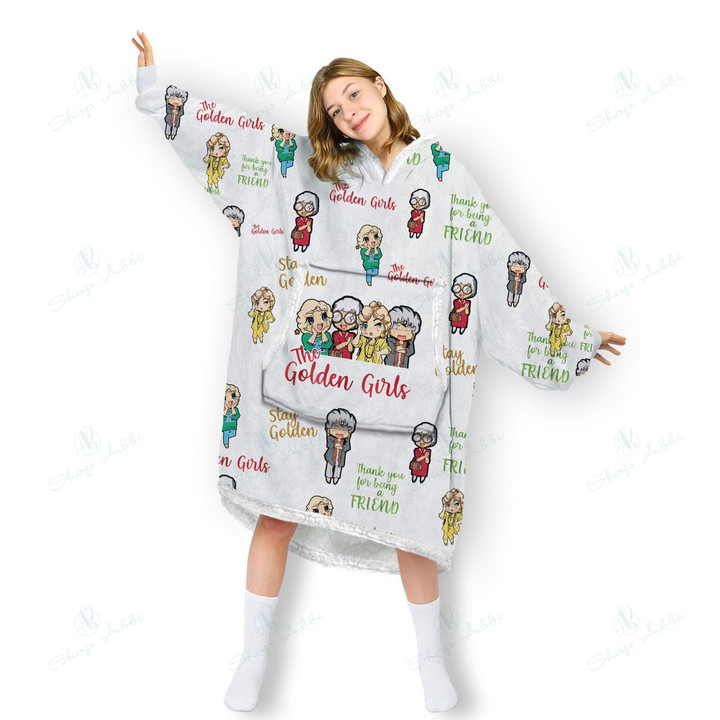 The Golden Girls Oversized Hoodie Blanket Sweatshirt,Super Soft Warm Comfortable Sherpa Giant Pullover with Large Front Pocket,for Adults Men Women College Teenagers OS-HHA0002