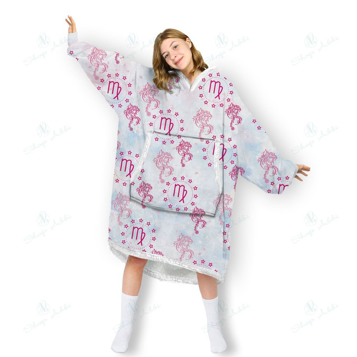 Virgo Zodiac Blanket Hoodie, Comfortable Giant Hoodie Blanket for Women Men Adults, OS-HHA0016
