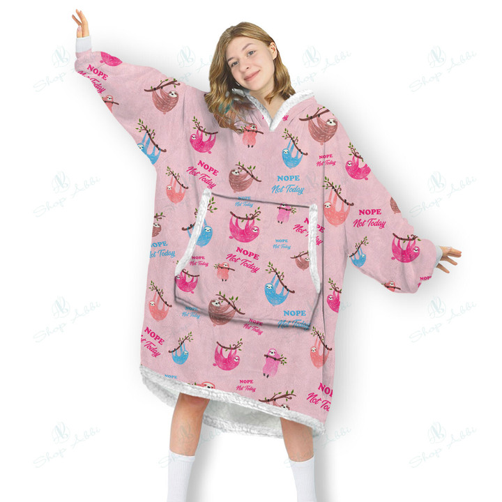 Sloth In Pink Background Oversized Hoodie Blanket 3D Apparel