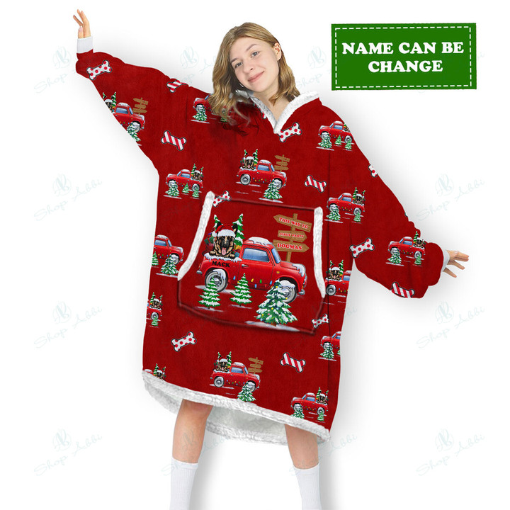 German Shepherd In Car Dog Christmas Custom Name Oversized Hoodie Oodie Blanket 3D Apparel