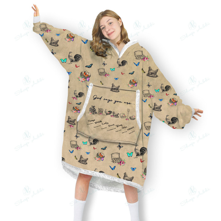 God Say You Are Chicken Hen And Rooster Coop Farm Oversized Hoodie Oodie Blanket 3D Apparel