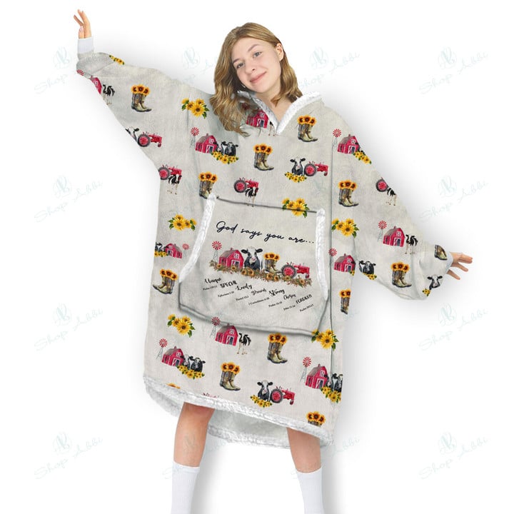 God Say You Are Dairy Cattle Farm Barn Tractror Oversized Hoodie Oodie Blanket 3D Apparel