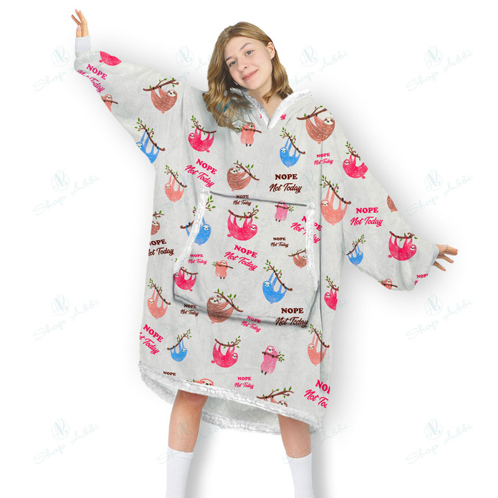 Sloth In White Background Oversized Hoodie Blanket 3D Apparel