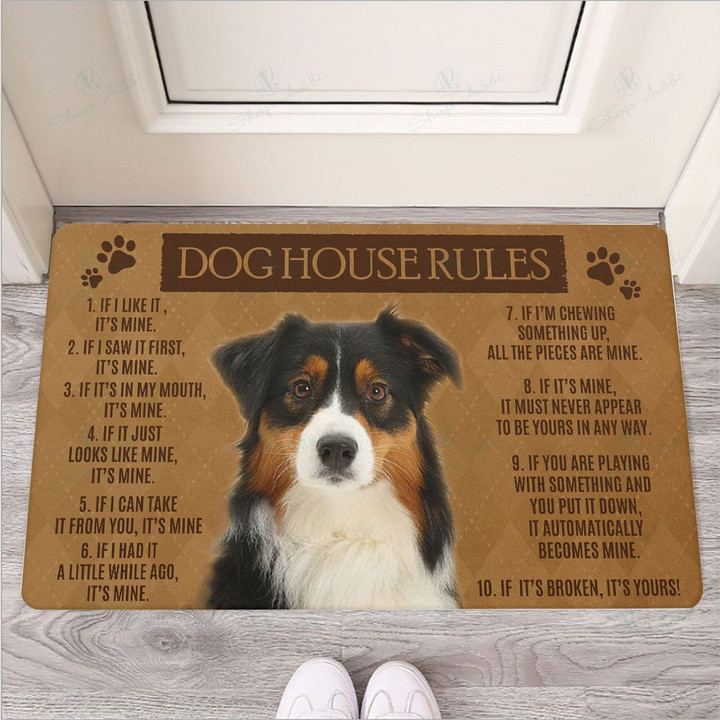 Dog House Rules Australian Shepherd Dog Doormat