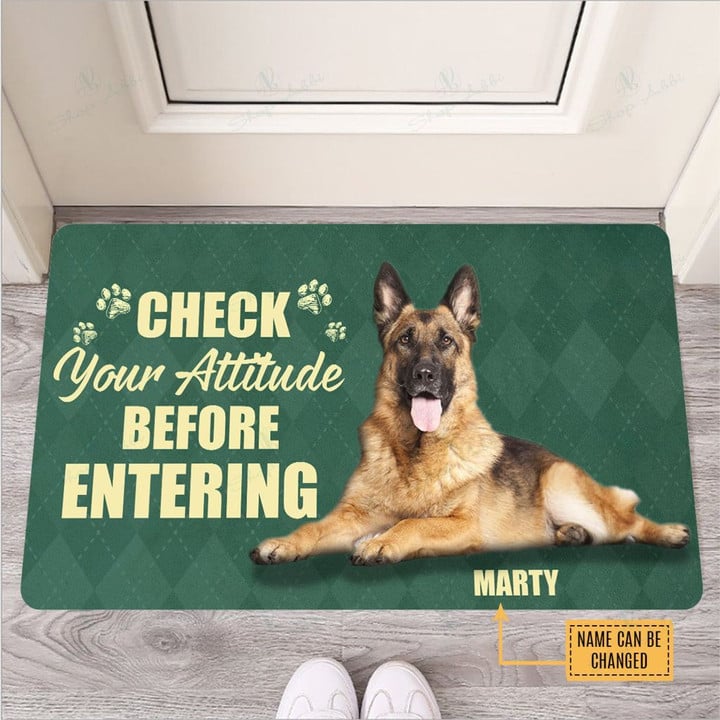 Check Your Attitude Before Entering German Shepherd Dog Custom Name Doormat