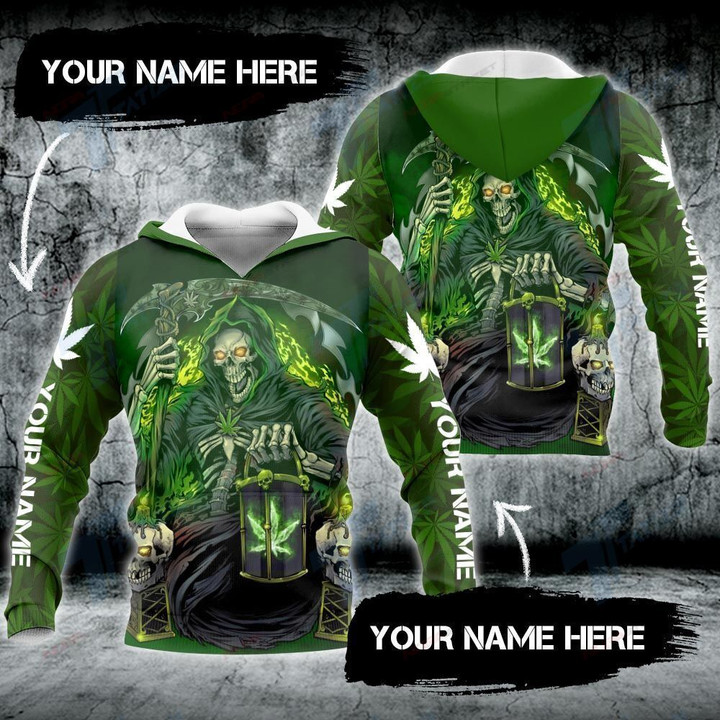 Weed Skull death custom name 3D All Over Printed Shirt Sweatshirt Hoodie Bomber Jacket Size S - 5XL