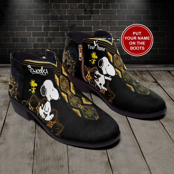 Snoopy Mandala Personalized  Fashion Zipper Boots 016