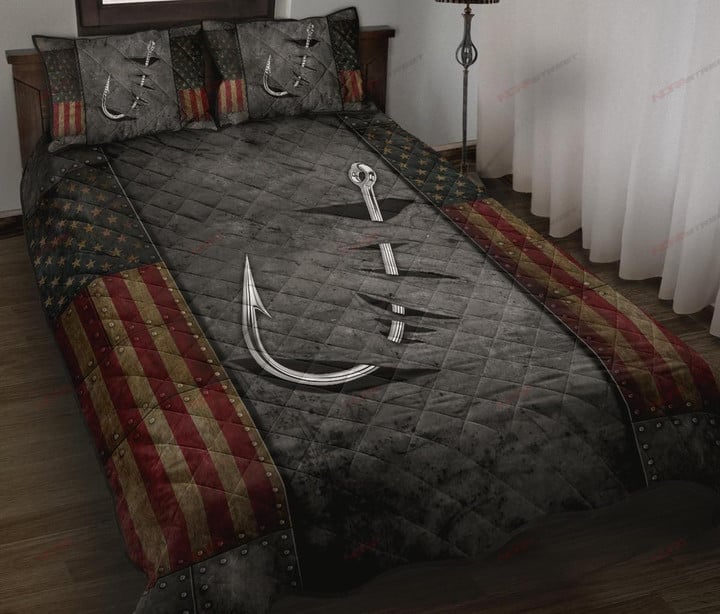 Crack Fishing Flag Quilt Bed Set And Pillow Covers