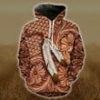 Brown Native Feather Legging And Hoodie Set