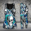 Skull Teal Diamond Shape Pattern Legging and Hoodie Set