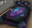 Skull Rose Purple Mandala Quilt Bed Set