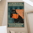 Black Cat Reading Book Poster - AD1121HN