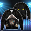 Grey Cat Two Colours Eyes Hoodie Zip Hoodie and Bomber - AD1221OS