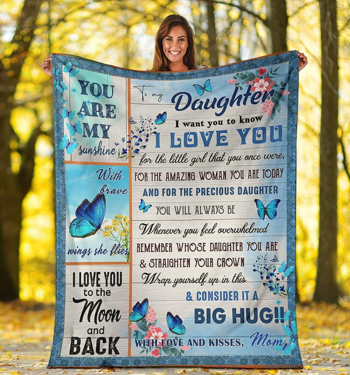 To My Daughter - I love you to the moon and back - Fleece Blanket C02