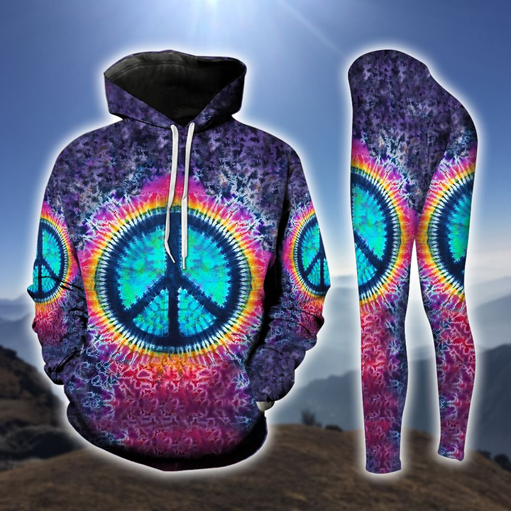 Hippie Peace Pink And Purple Hoodie and Legging Set