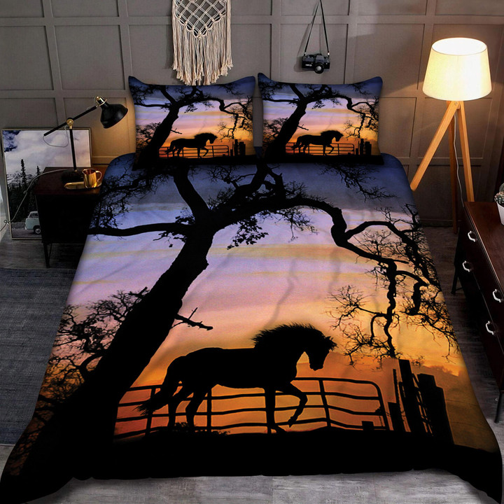 Horse Standing In Sunset Bedding Set