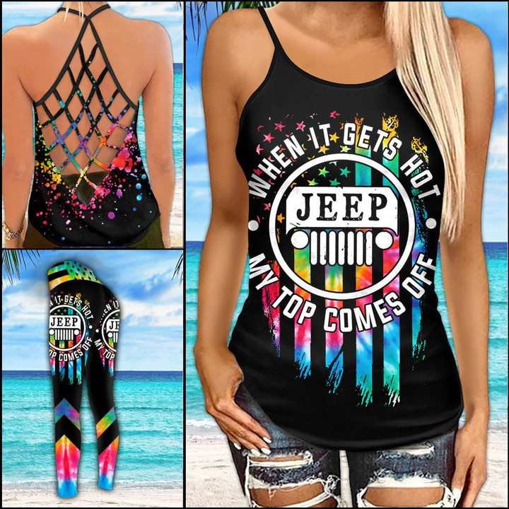 Jeep Girl My Top Comes Off Criss-cross Tanktop and Legging set