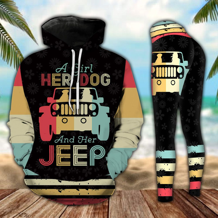Jeep Dog Retro Legging and Hoodie Set