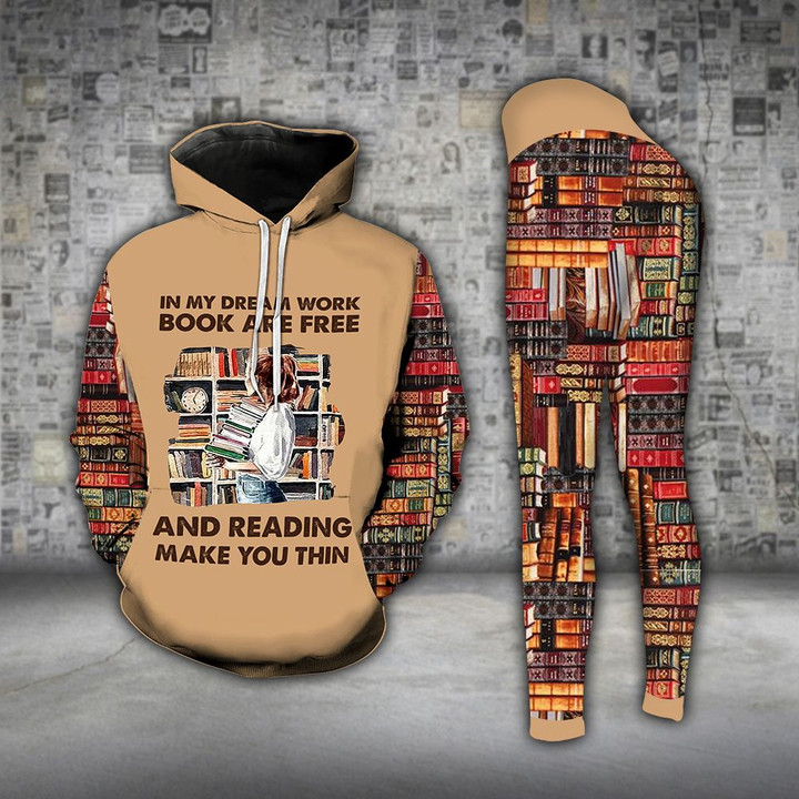 Book Reading Makes You Thin Legging and Hoodie Set