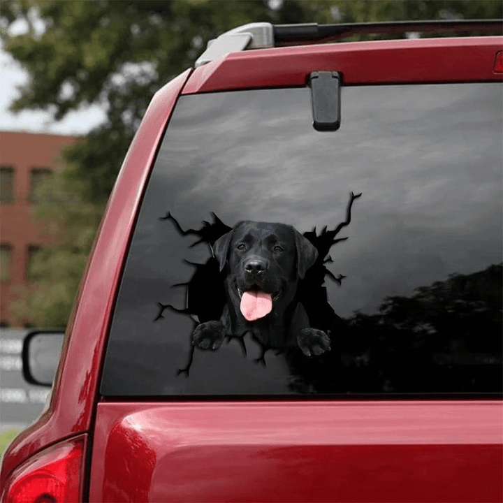 Black Labrador Cracked Car Decal Sticker - NH0821